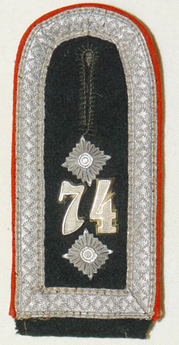 Army 74th Artillery Regt. 2nd Panzer Div. Oberfeldwebel Shoulder Board
