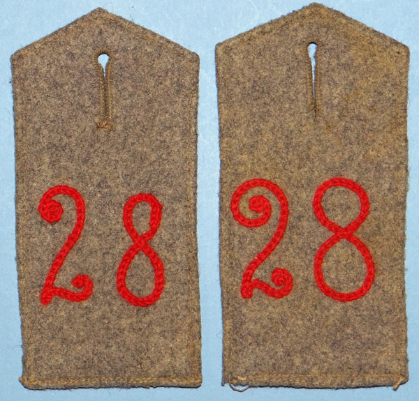 WW I German 28th Regt. Enlisted Shoulder Boards WW I German 28th Regt. Enlisted Shoulder Boards