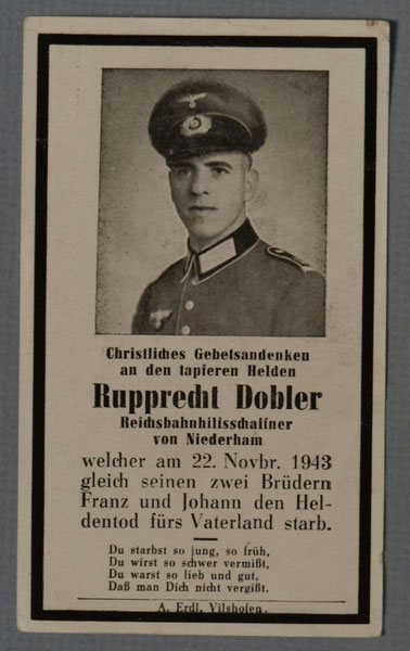 Army Remembrance Card for "Rupprecht Dobler" Army Remembrance Card for "Rupprecht Dobler"