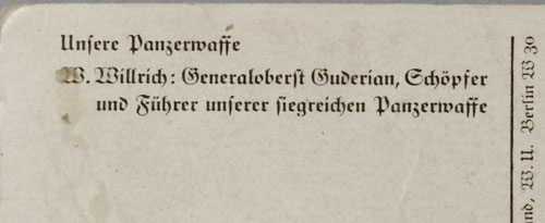 Wolfgang Willrich Colored Drawing of Generaloberst "Guderian"