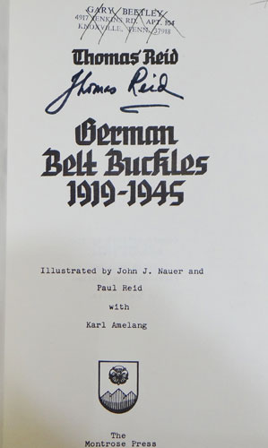 "BOOK" 1974 1st Edition "German Belt Buckles 1919-1945"