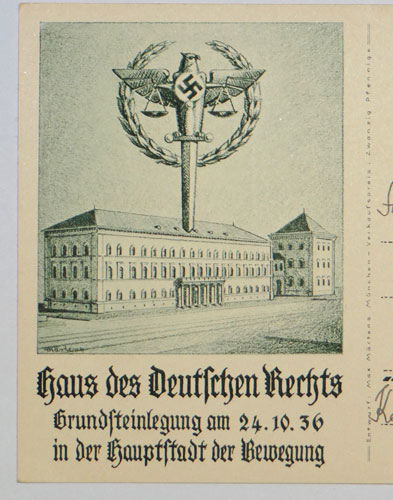 "TWO" German 1936 "House of Justice" Post Cards