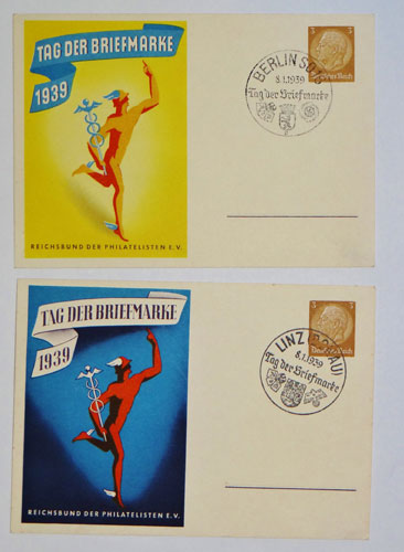 "TWO" Different 1939 "Tag Der Briefmarke" Post Cards