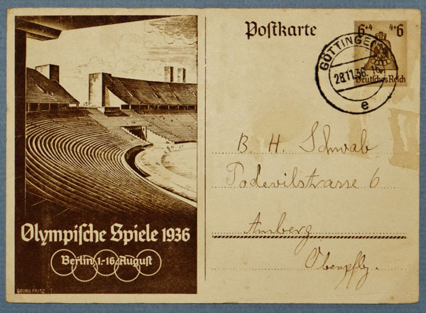 1936 Berlin Olympic Games in Berlin Postcard