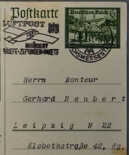 1941 Postcard Honoring the German Postal Employees Union