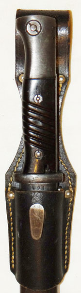 WW II German 98K Bayonet with Matching Numbers with Leather Frog WW II German 98K Bayonet with Matching Numbers with Leather Frog