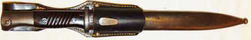 WW II German 98K Bayonet with Matching Numbers with Leather Frog