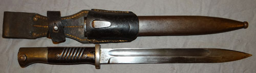 German WW II 98K Bayonet with Kriegsmarine Marked Leather Frog
