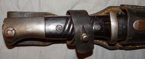 German WW II 98K Bayonet with Kriegsmarine Marked Leather Frog
