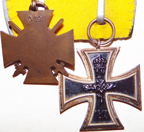 WW I Two Place Metal Bar with Ribbon Bar