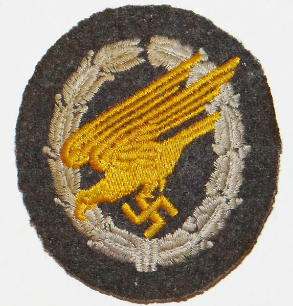 CLOTH Patted Luftwaffe Paratrooper’s Badge CLOTH Patted Luftwaffe Paratrooper’s Badge