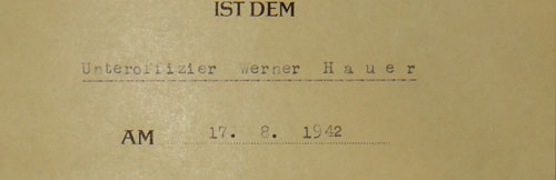 1942 Dated Russian Front Medal Document for Pionier NCO