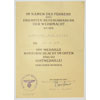 1942 Dated Russian Front Medal Document for Pionier NCO