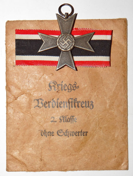 War Merit 2nd Class Cross Without Swords with Paper Award Packet War Merit 2nd Class Cross Without Swords with Paper Award Packet