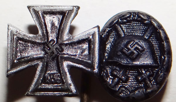 WW II Award Stick Pin. Iron Cross & Black Wound Badge