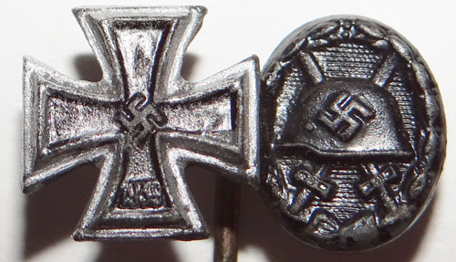 WW II Award Stick Pin. Iron Cross & Black Wound Badge