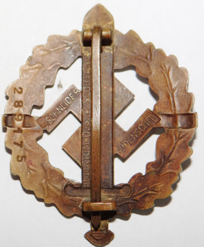 Numbered SA Sport Badge 1935-1939 Pattern