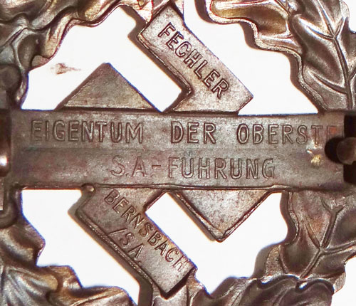 Bronze SA Sport Badge 1939-1944 Pattern