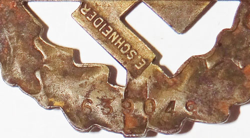 Numbered BRONZE SA Sport Badge 1935-1939 Pattern