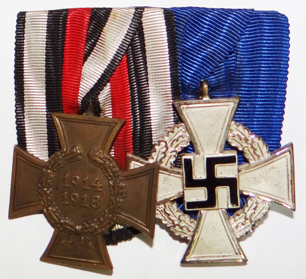 Mounted Cross of Honor 1914/18 Medal without Swords & 25 Year Silver Faithful Service Cross