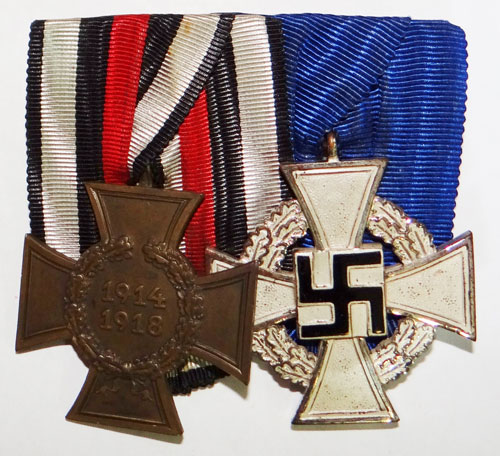 Mounted Cross of Honor 1914/18 Medal without Swords & 25 Year Silver Faithful Service Cross