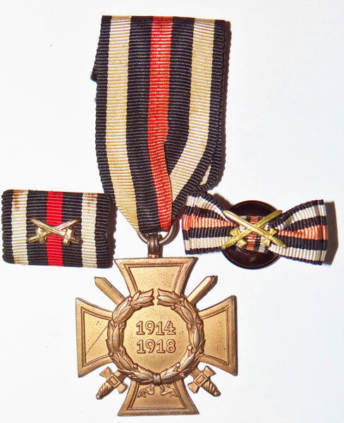 WW I Cross of Honor with Swords with Ribbon Bar & Lapel Ribbon WW I Cross of Honor with Swords with Ribbon Bar & Lapel Ribbon