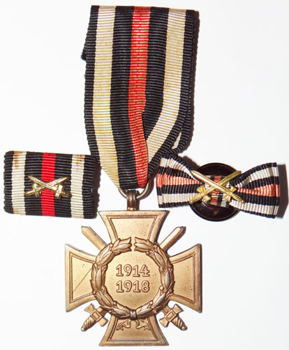 WW I Cross of Honor with Swords with Ribbon Bar & Lapel Ribbon