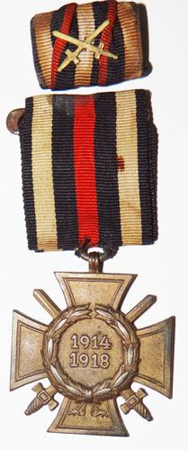 WW I Cross of Honor with Swords with Ribbon Bar