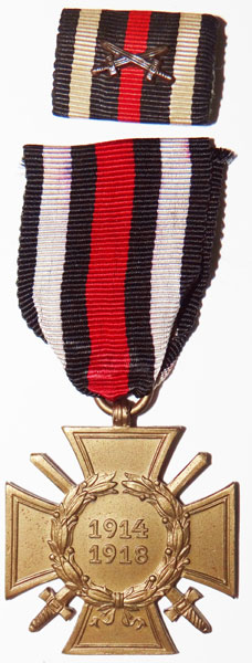 WW I Cross of Honor with Swords with Ribbon Bar