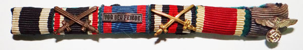 German WW I/II Six Place Ribbon Bar German WW I/II Six Place Ribbon Bar