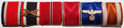 German Army WW II Six Place Ribbon Bar
