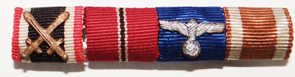 German Army WW II Four Place Ribbon Bar German Army WW II Four Place Ribbon Bar