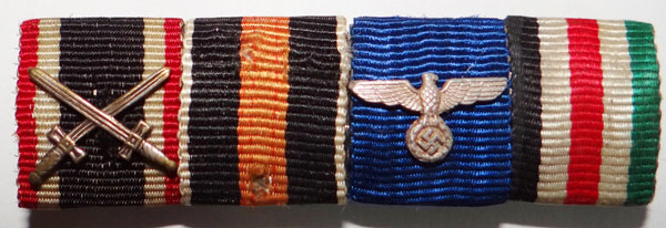 German Army WW II Four Place Ribbon Bar German Army WW II Four Place Ribbon Bar