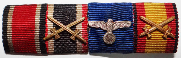German Army WW II Four Place Ribbon Bar German Army WW II Four Place Ribbon Bar