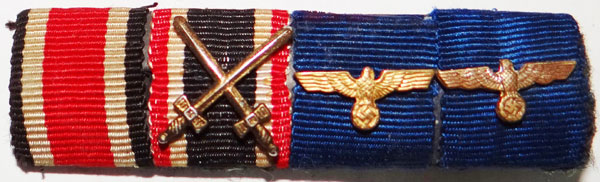 German Army WW II Four Place Ribbon Bar German Army WW II Four Place Ribbon Bar