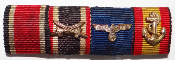 German Army WW II Four Place Ribbon Bar German Army WW II Four Place Ribbon Bar