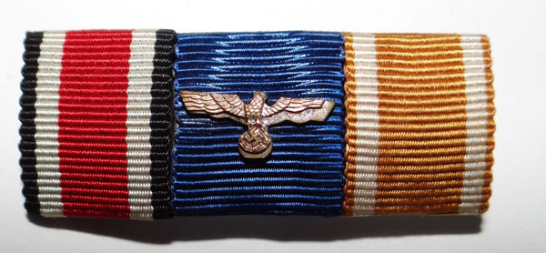 German Army WW II Three Place Ribbon Bar German Army WW II Three Place Ribbon Bar