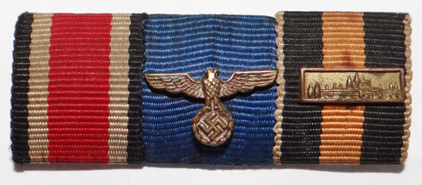 German Army WW II Three Place Ribbon Bar German Army WW II Three Place Ribbon Bar