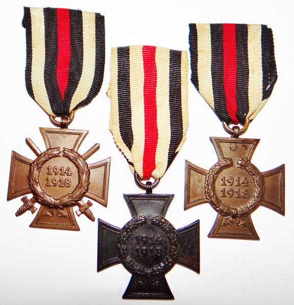 Set of Three "Cross of Honor 1914-1918 Medals"