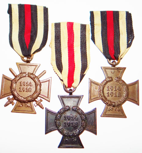Set of Three "Cross of Honor 1914-1918 Medals"