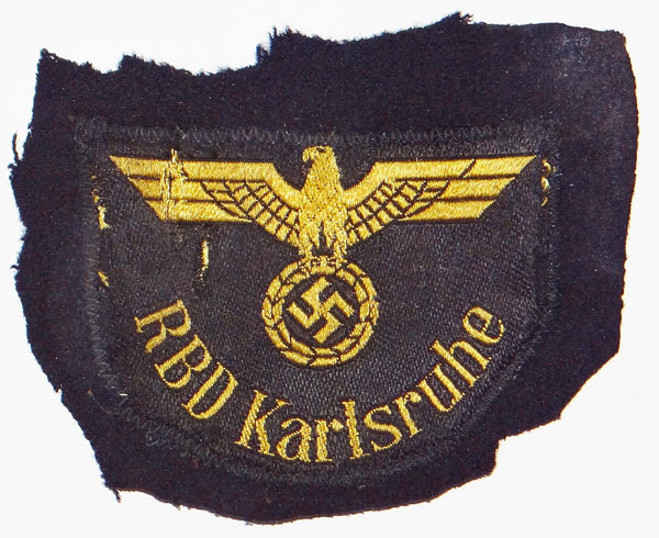 "CUT OFF" "RBD Karlsruhe" Reichsbahn Sleeve Insignia "CUT OFF" "RBD Karlsruhe" Reichsbahn Sleeve Insignia