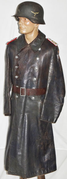 Luftwaffe 36th FLAK Regt Hauptmann Leather Great Coat