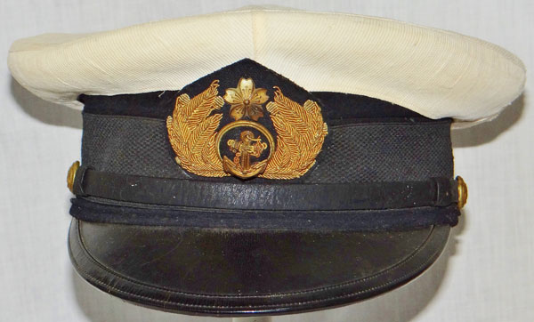 WW II Japanese Naval Officers Visor Hat with White Cover WW II Japanese Naval Officers Visor Hat with White Cover