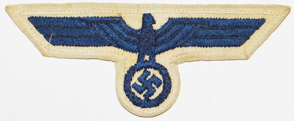 Hand Embroidered Kriegsmarine NCO/EM Dark Blue on White Breast Eagle Hand Embroidered Kriegsmarine NCO/EM Dark Blue on White Breast Eagle