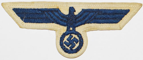 Hand Embroidered Kriegsmarine NCO/EM Dark Blue on White Breast Eagle