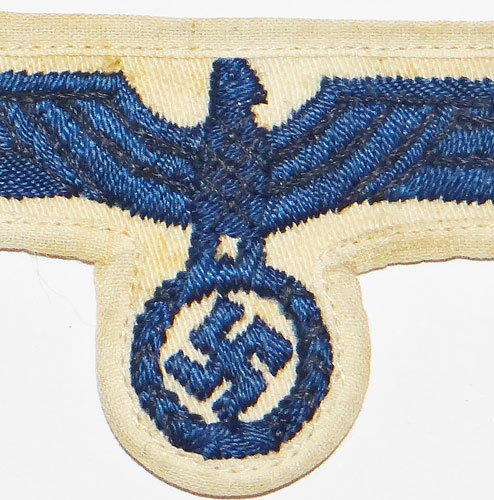 Hand Embroidered Kriegsmarine NCO/EM Dark Blue on White Breast Eagle