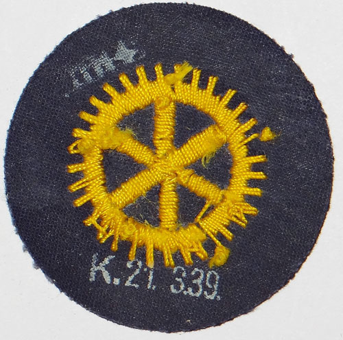 Hand Embroidered 39 Dated Kriegsmarine Engine Personnel Career Sleeve Insignia