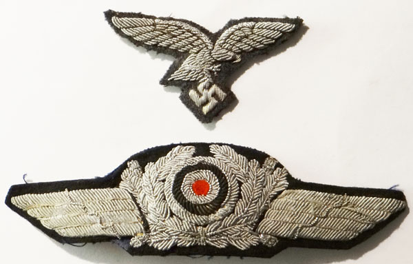 Luftwaffe Officers Bullion Wire Visor Hat Insignia SET Luftwaffe Officers Bullion Wire Visor Hat Insignia SET