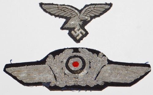 Luftwaffe Officers Bullion Wire Visor Hat Insignia SET