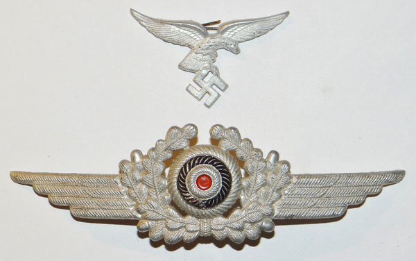 Luftwaffe NCO/EM Visor Hat Insignia SET with 1st Model Eagle Luftwaffe NCO/EM Visor Hat Insignia SET with 1st Model Eagle